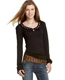 American Rag Studded-Neck Long-Sleeve Top