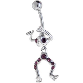 FROG - VIOLET Gem Dangle Belly Button Ring Feature
