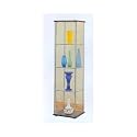 Modern Contemporary Glass Curio Cabinet w/Cappuccino Top & Bottom