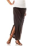 A Pea in the Pod: No Belly Midcalf Length Shirring Detail Maternity Skirt