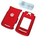 PCMICROSTORE Brand Motorola RAZR2 V8 V9m (NOT Compatible with AT&T V9) Solid Red Snap-On Crystal Case Cover with Removable Belt Clip