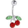 Ruby Red Cubic Zirconia Cherry Belly Ring