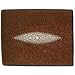 Stingray Wallets - Stingray Leather Bi-Fold Wallet w/ Left Flap in Brown