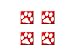 Paw Print Red - Dog Cat - Set of 4 Badge Stickers