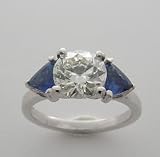 14k White Gold Trillion Sapphire And Diamond 1.45 Ct Custom Designed Ring Gia Certified