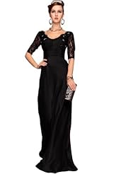 A-line V-neck Silk Lace Beaded Pleated Mother-of-the-Bride Dress/Prom Dress/Party Dress 