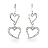 Eve's Addiction Double Drop Hearts Sterling Silver Earrings