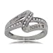 Ruby & Diamond Wave Ribbon Ring in White Gold