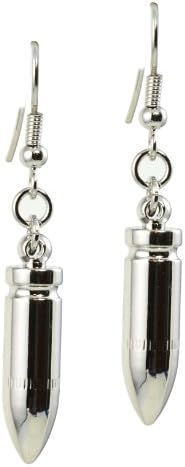 Polished Silver Plated Bullet Dangle Earrings
