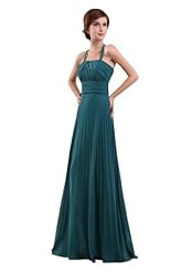 A-line Crinkled Empire   Waistline Chiffon Halter Spaghetti Strap Evening Dress/Bridesmaid Dress/Prom Dress/Party Dress 