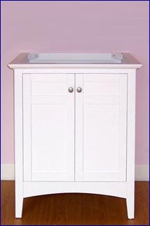 Empire Newport Collection Granite & Marble Rose Bathroom Vanity with White Undermount Bowl Installed 24