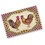 2' x 3' Hooked Rug, Sunflower Roosters