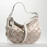NEW AUTHENTIC COACH ALI SIGNATURE LARGE SHOULDER HOBO 13656 (Light Khaki/Ivory)