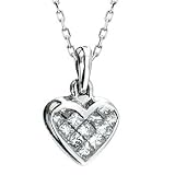 0.27cttw Invisible princess cut diamonds set in 14K white gold with bail