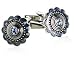 Art Deco Style Silver Cufflinks with Blue Crystal With Gift Box