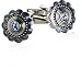 Art Deco Style Silver Cufflinks with Blue Swarovski Crystal with Presentation Box