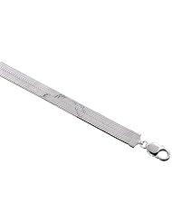 Sterling Silver Italian Magic Herringbone Chain Necklaces & Bracelets 10.5mm Beveled Edges Nickel Free, sizes 7 - 30 inch