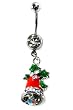 Stainless Steel Christmas Belly Ring with Clear CZ - Bell - Sold Individually