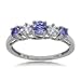 Tanzanite and Diamond Flower Ring in Solid White Gold