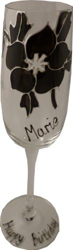 Customized Black Rose Champagne Flute EXTRA 25 CHARACTERS