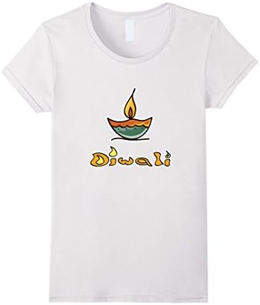 Women's Happy Diwali T-Shirts Hindu Festival of Lights Tee Large White