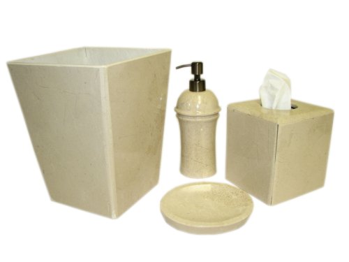 Goodlooking Italian Verona Beige Marble Bathroom Accessory Kit 4 computers