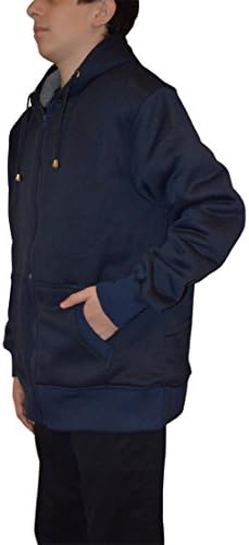 Men's Sherpa Lined Zip Fleece Hoodie Jacket (X-Large, Navy)