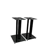 Mount-It! Premium Aluminum and Glass Speaker Stands for Home Theater Satellite Speakers (Black)