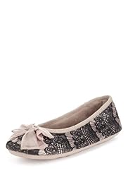 Abstract Print Lace Bow Ballerina Slippers