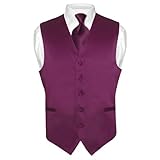 Men's EGGPLANT PURPLE Tie Dress Vest NeckTie Set for Suit or Tuxedo