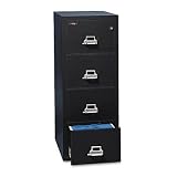 Insulated Four Drawer Vertical File, 25' Deep, Letter Size, Black (FIR41825CBL)