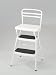Retro Step Stool & Chair in White w Cushioned Seat & Back By Cosco