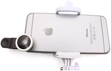 Leacore™Integrated Selfie Stick Non-Bluetooth No Battery+3 in 1 Fisheye-Lens + Wide Angle + Macro Lens Clip Camera Photo Kit For Smart Phones (Including Iphone, Samsung Galaxy, Htc, Motorola and More), Tablets, Ipad, and Laptops+ One Microfiber Carrying Bag (Black)