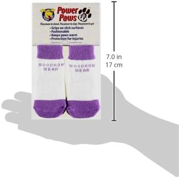Power Paws Traction Socks for Dogs, Small, Purple with White Stripe
