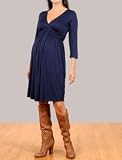 A Pea in the Pod Collection: Velvet 3/4 Sleeve Babydoll Maternity Dress