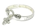 Religious Crystal Cross Charm Stretch Bracelet