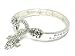 Religious Crystal Cross Charm Stretch Bracelet