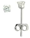 Sterling Silver 2 mm (0.03 Carat Size each) Brilliant Cut Cubic Zirconia Stud Earrings