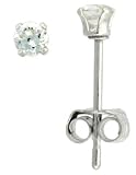Sterling Silver 2 mm (0.03 Carat Size each) Brilliant Cut Cubic Zirconia Stud Earrings