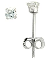 Sterling Silver 2 mm (0.03 Carat Size each) Brilliant Cut Cubic Zirconia Stud Earrings