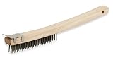 Long Wire Brush with Scrapper - 3 x 19 Bristle Rows
