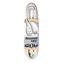 Coleman Cable 09411 16/2 SPT-2 3-Outlet Cube Tap Extension Cord with Safety Cover, White, 6-Feet