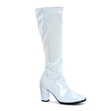 3 Inch Knee High Go Go Boots Patent Chunky Heel Halloween Boots White