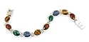 Sterling Silver Artisan Crafted Multi Semi-Precious Stone Bracelet 7.75in