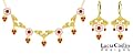 Handmade in USA Jewelry Set: Necklace and Earrings by Lucia Costin Made of 24K Yellow and Pink Gold Plated over .925 Sterling Silver with Red Swarovski Crystals and Fancy Elements, Designed with Delicate Charms
