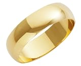 Wedding Ring, 9 Carat Yellow Gold Heavy D-Shape, 6mm Band Width