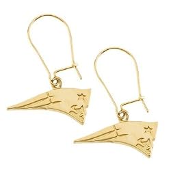14K Yellow New England Patriots NFL Logo Dangle Earrings