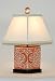 Diamond Shaped Coral & Cream Porcelain Accent Table Lamp