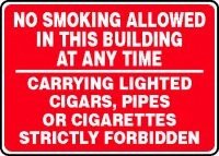 Buy best Cigars Pipes - Accuform No Smoking Allowed In This Building At Any Time Carrying Lighted Cigars, Pipes Or Cigarettes Strictly Forbidden Sign - 10\" X 14\" Dura-fiberglass