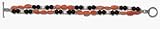 7 1/2 Carnelian, Onyx and Pearl Semi Precious Bead Bracelet - Sterling Silver Jewelry